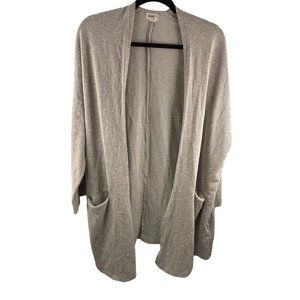 Donni Women's Striped Ribbed‎ Gray Sweater Cardigan Pockets One Size Fits 0-16